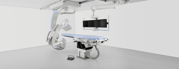 Das Bild zeigt das Angiographie-Gerät Siemens Artis Zee Ceiling monoplanar    